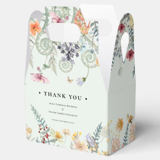Einfache Wildblume Fern Mint Green Wedding Geschenkschachtel (Geöffnet)