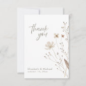 Einfache Wildblume Foto Hochzeit Dankeschön Karte (Vorderseite)