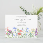 Einfache Wildblume Foto Hochzeit speichern das Dat Save The Date (Stehend Vorderseite)