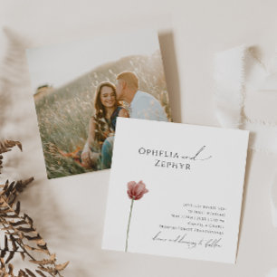 Einfache Wildblume Foto Quadratische Hochzeit Einladung