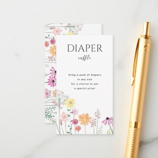 Einfache Wildblume Girls Babydusche Windelwanne Begleitkarte (Vorderseite/Rückseite Beispiel)