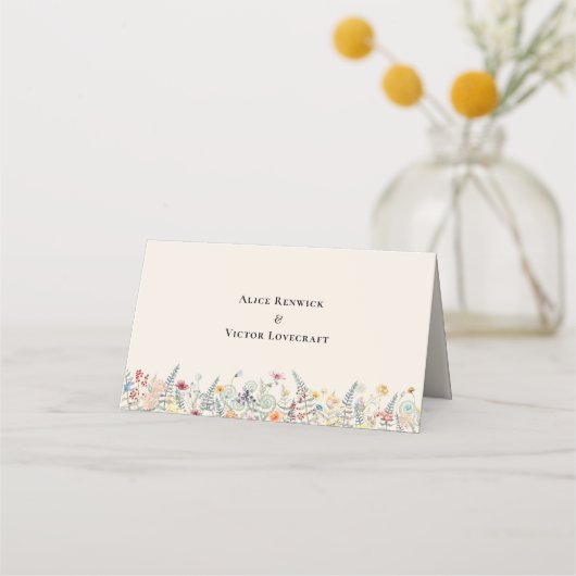 Einfache Wildblume Hochzeit Entree Choice geklappt Platzkarte (Rückseite)