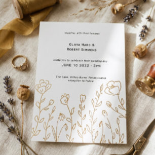 Einfache Wildblume Hochzeit Folieneinladung