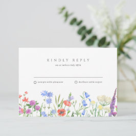 Einfache Wildblume Hochzeit RSVP Karte