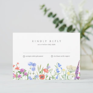 Einfache Wildblume Hochzeit RSVP Karte