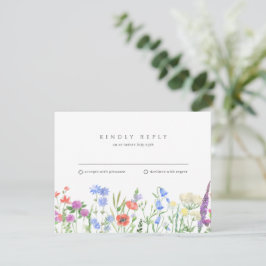 Einfache Wildblume Hochzeit RSVP Karte