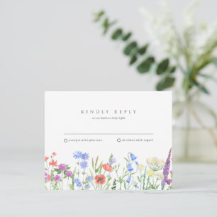 Einfache Wildblume Hochzeit RSVP Karte