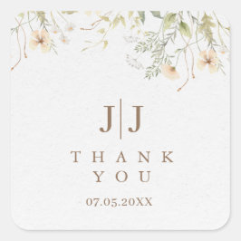 Einfache Wildblume Hochzeit Vielen Dank für Ihre U Quadratischer Aufkleber