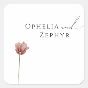 Einfache Wildblume Hochzeitliche Umschlag Aufkle Quadratischer Aufkleber
