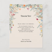 Einfache Wildblume Hochzeitsempfang Dankeschön-Kar Postkarte (Vorderseite)