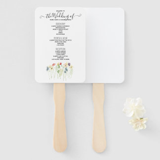 Einfache Wildblume Hochzeitsprogramm Hand Fan Fächer