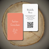 Einfache Wildblume Illustration Boho Peach QR Code Visitenkarte