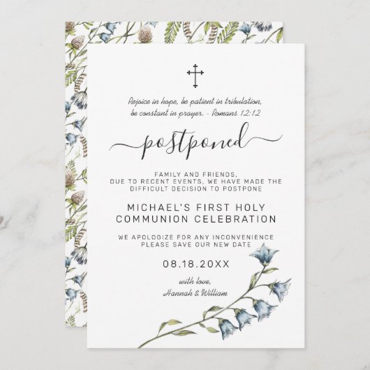 Einfache Wildblume | Kommunion Einladung (Vorne/Hinten)