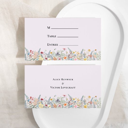 Einfache Wildblume Lavender Wedding Menü Flat Platzkarte