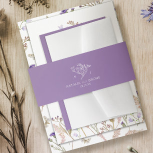 Einfache Wildblume lila weiße Hochzeit Einladungsbanderole