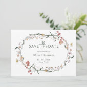 Einfache Wildblume MInimal Wedding speichern das D Einladung (Stehend Vorderseite)