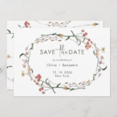 Einfache Wildblume MInimal Wedding speichern das D Einladung (Vorne/Hinten)