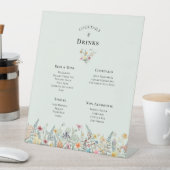 Einfache Wildblume Mint Green Wedding Drinks Menü Sockelschild (In Situ)