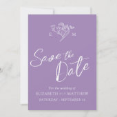 Einfache Wildblume Monogramm zeichnend lila Foto Save The Date (Vorderseite)