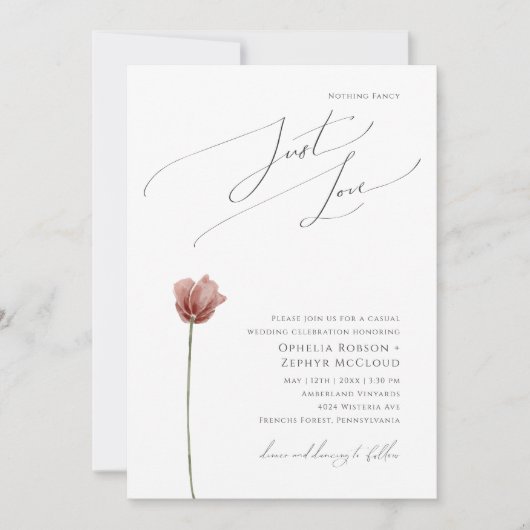 Einfache Wildblume Nichts Extravagant nur Liebe Ho Einladung (Vorderseite)