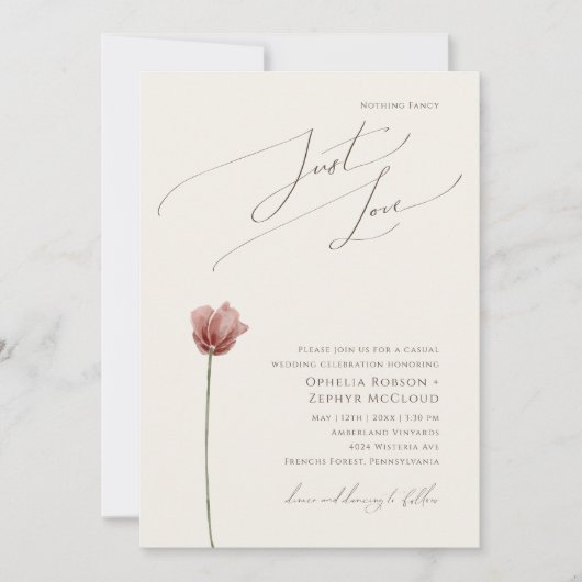 Einfache Wildblume Nichts Extravagant nur Liebe Ho Einladung (Vorderseite)