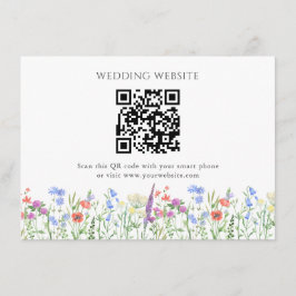 Einfache Wildblume QR Code Hochzeit Begleitkarte