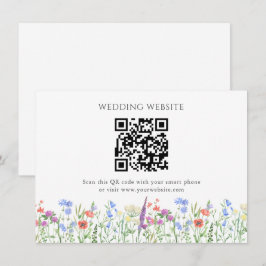Einfache Wildblume QR Code Hochzeit Begleitkarte