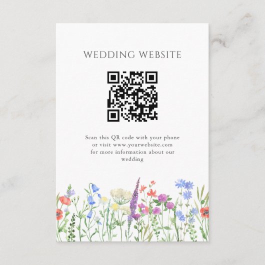 Einfache Wildblume QR Code Hochzeit Begleitkarte (Vorderseite)