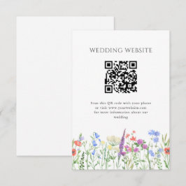 Einfache Wildblume QR Code Hochzeit Begleitkarte