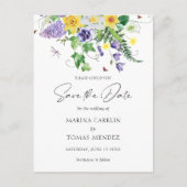 Einfache Wildblume Save the Date Ankündigungspostkarte (Vorderseite)