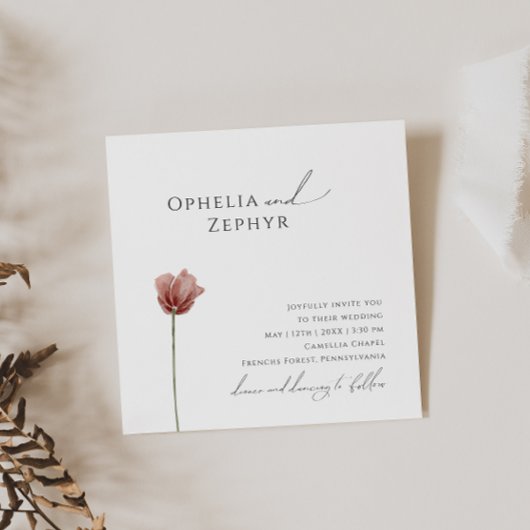 Einfache Wildblume | Square Wedding Einladung