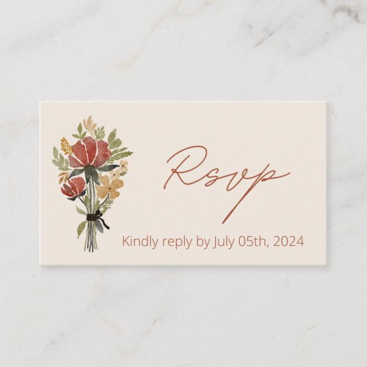 Einfache Wildblume Terracotta Wedding QR Code UAWG Begleitkarte (Vorderseite)