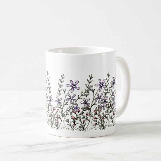 Einfache Wildblume Wasserfarbe Kaffeetasse (VorderseiteRechts)