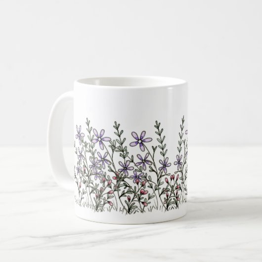 Einfache Wildblume Wasserfarbe Kaffeetasse (Vorderseite Links)
