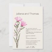 Einfache Wildblume Watercolor Beige Hochzeit Einladung (Vorderseite)