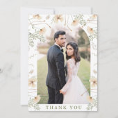 Einfache Wildblumen Arch Foto Hochzeit Dankeskarte (Vorderseite)