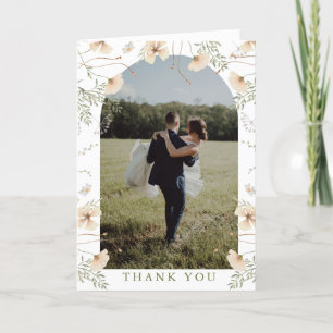 Einfache Wildblumen Bogen Foto Hochzeit Dankeskarte