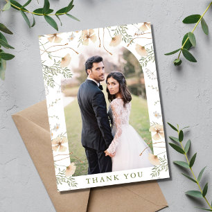 Einfache Wildblumen Bogen Foto Hochzeit Dankeskarte
