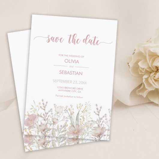 Einfache Wildblumen Boho Wedding Save The Date