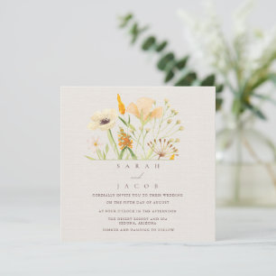 Einfache Wildblumen Botanische Hochzeit Einladung