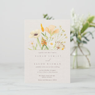Einfache Wildblumen Botanische Hochzeit Einladung