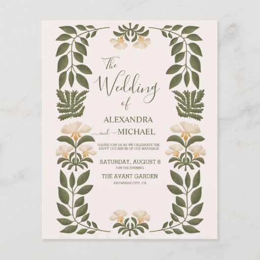 Einfache Wildblumen Botanischer Garten Hochzeit (Vorderseite)