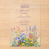 Einfache Wildblumen Brautparty Botanischer Garten Acryleinladungen (Vorderseite)