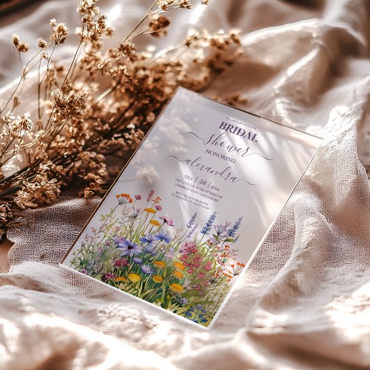 Einfache Wildblumen Brautparty Botanischer Garten Acryleinladungen