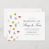 Einfache Wildblumen Einladung zur Hochzeit Postkarte (Vorne/Hinten)