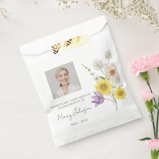 Einfache Wildblumen-Foto-Trauer-Samen Geschenktütchen (Versiegelt)