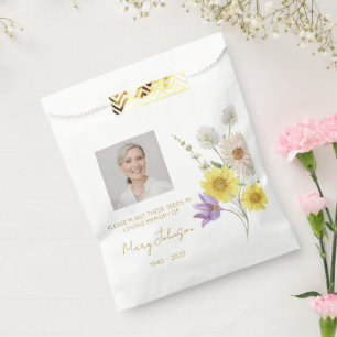 Einfache Wildblumen-Foto-Trauer-Samen Geschenktütchen