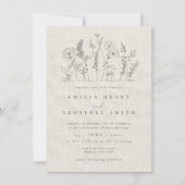 Einfache Wildblumen Garten Minimalistische Kunst H Einladung (Vorderseite)