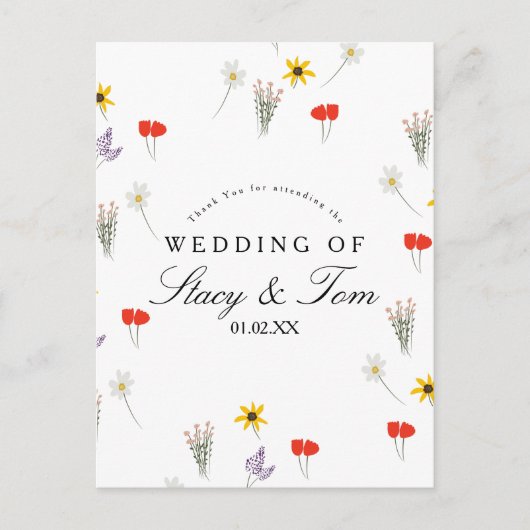 Einfache Wildblumen handgezeichnete Hochzeit Viele Postkarte (Vorderseite)