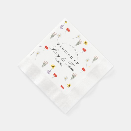 Einfache Wildblumen handgezeichnete Hochzeit Viele Serviette (Ecke)